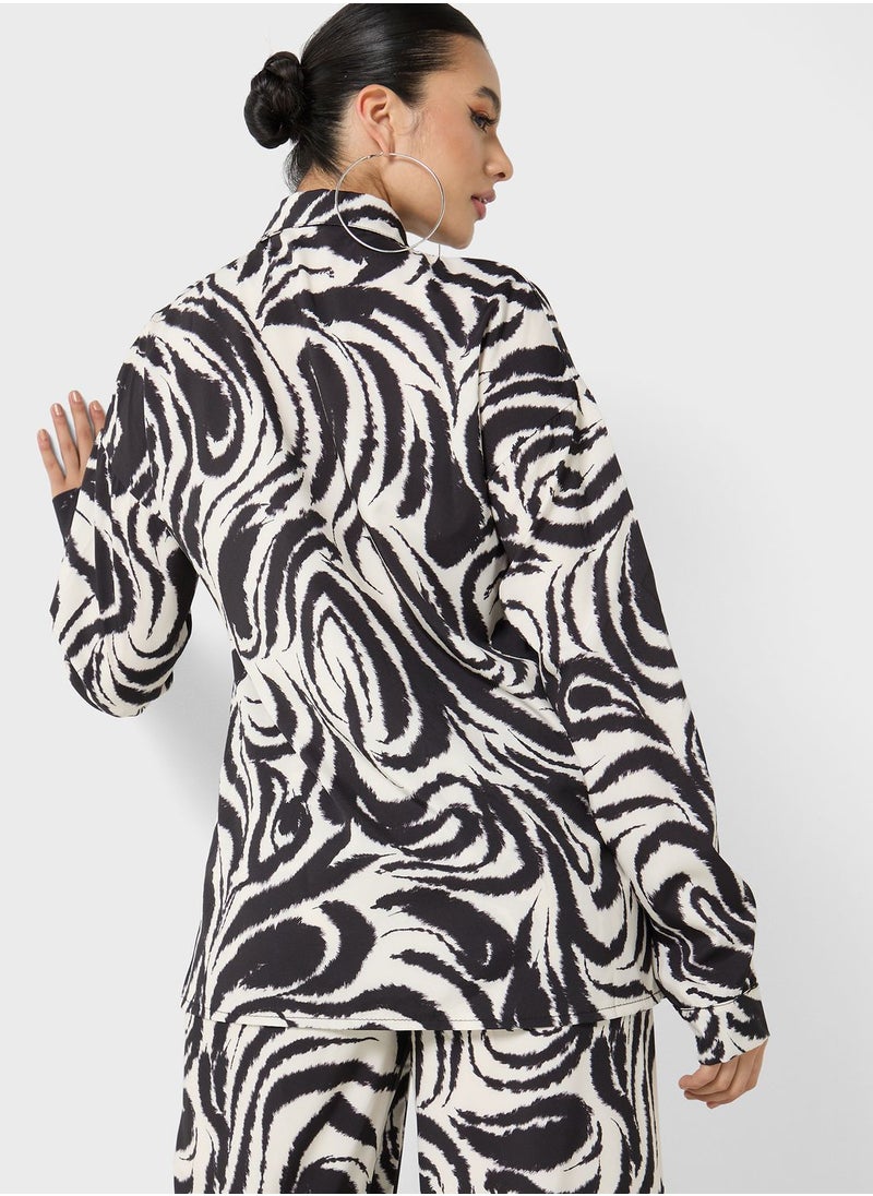 boohoo Printed Button Down Shirt  - Image 2