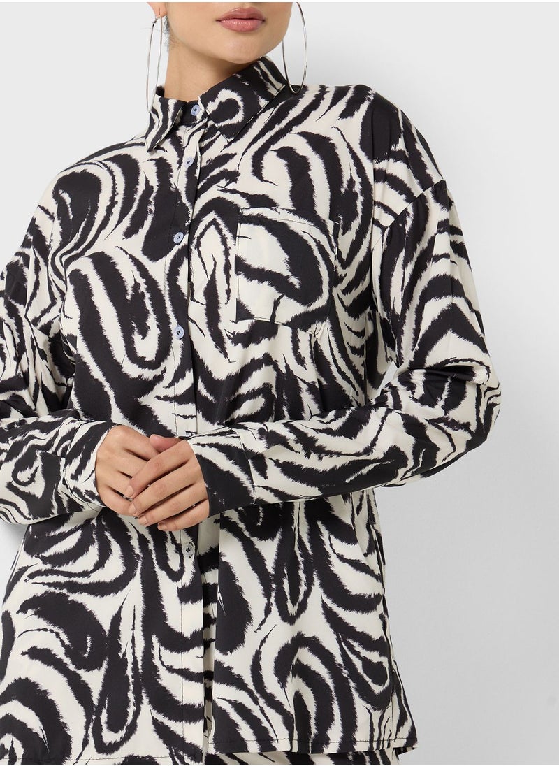 boohoo Printed Button Down Shirt  - Image 3