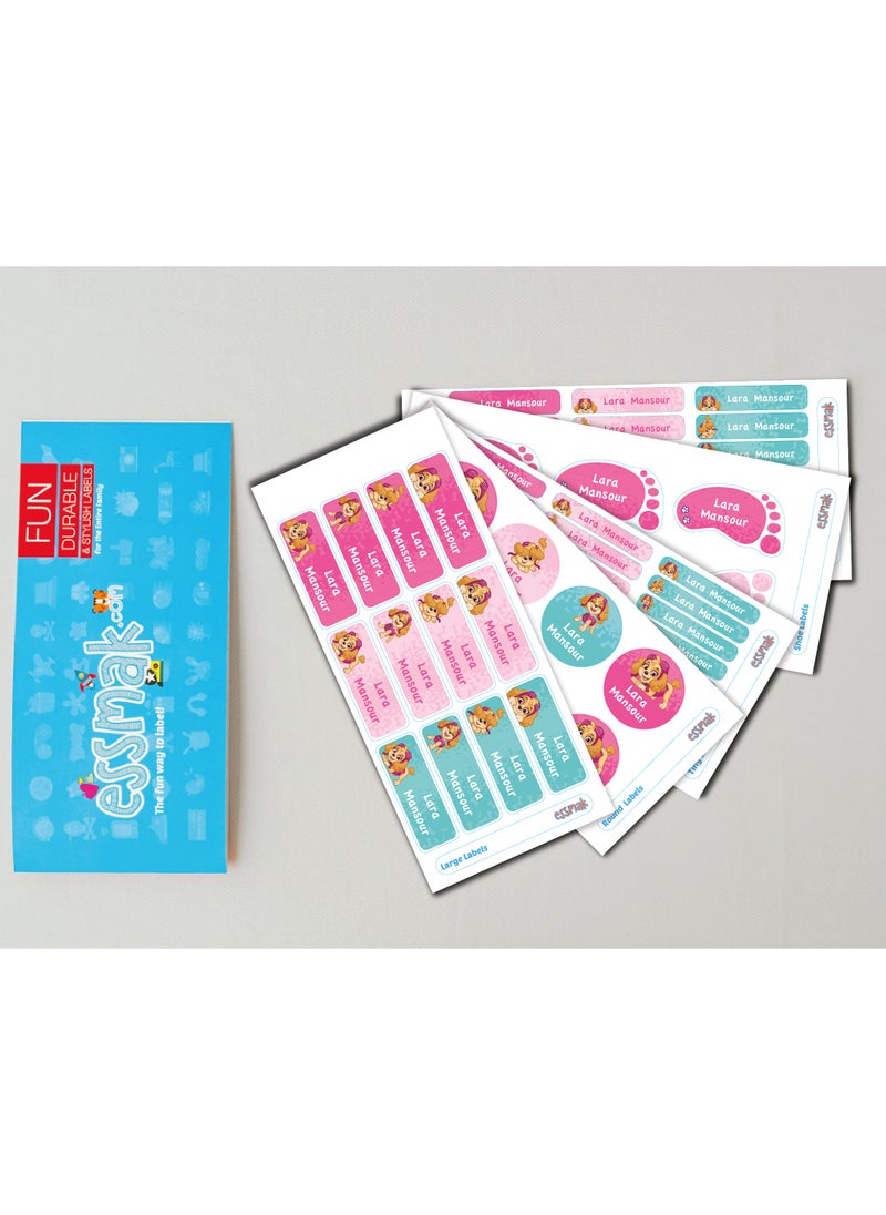 Essmak Paw Patrol Personalized Waterproof Name Labels for Kids – Set of 74 Custom Stickers for School Supplies, Lunch Boxes, Clothes and Toys  - Image 2