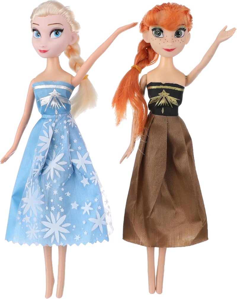 3 اي دمية بلاستيكية عامة مكونة من قطعتين بشعر طويل ملون وتصميم شخصية كرتونية وفساتين جميلة تضيف المزيد من المرح للأطفال - متعددة الألوان