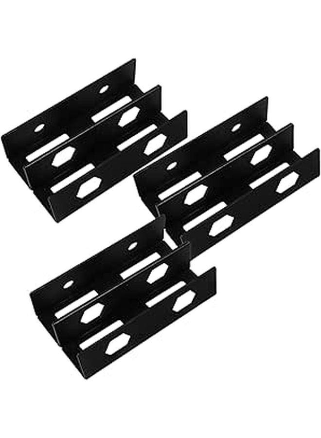 Under Desk Double Layer Metal Laptop Holder Mount With Screws Space Saving Storage Rack Black - Image 1