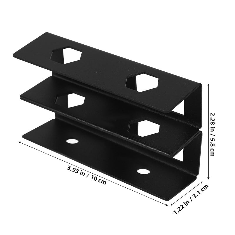 Under Desk Double Layer Metal Laptop Holder Mount With Screws Space Saving Storage Rack Black - Image 3