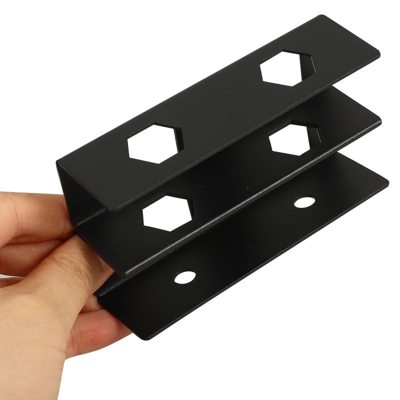 Under Desk Double Layer Metal Laptop Holder Mount With Screws Space Saving Storage Rack Black - Image 5