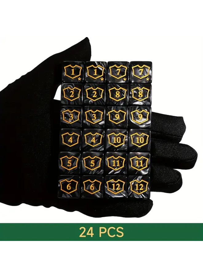 24 قطعة من عدادات النرد السداسية D6 البلاستيكية ذات النمط الأسود والأبيض لتوكين ألعاب MTG - Image 5