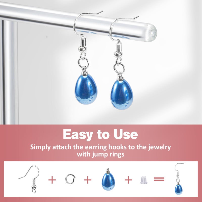 iewyck 925 Sterling Silver Plated Earring Hooks for Jewelry Making, 300 Pcs Hypoallergenic DIY Earring Making Supplies Kit, Upgraded French Ear Fish Hook Earing Findings Wires Parts Hardware Pieces (Silver) - Image 2