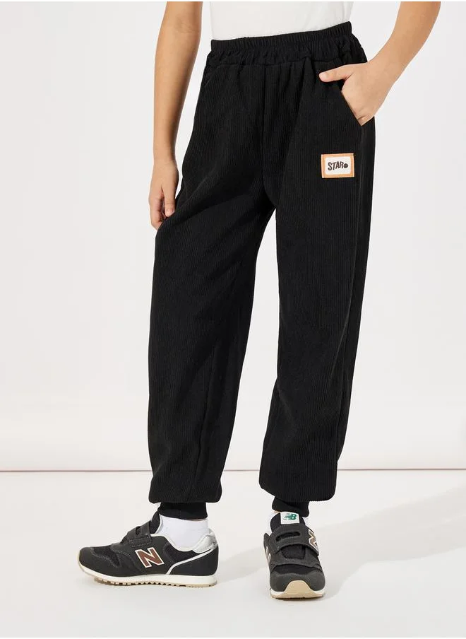 Styli Patch Design Corduroy Joggers