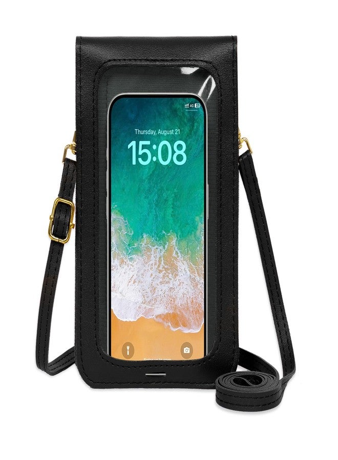 Toptime Small Crossbody Bags for Women, Cell Phone Purse Leather Wallet with Adjustable Strap, Clear Touch Screen Phone Bag for Most Smartphones, Lightweight Mini Women's Crossbody Handbags Black - Image 1