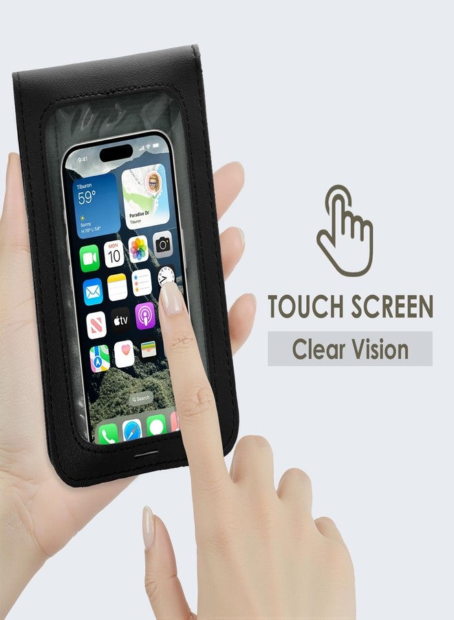 Toptime Small Crossbody Bags for Women, Cell Phone Purse Leather Wallet with Adjustable Strap, Clear Touch Screen Phone Bag for Most Smartphones, Lightweight Mini Women's Crossbody Handbags Black - Image 3