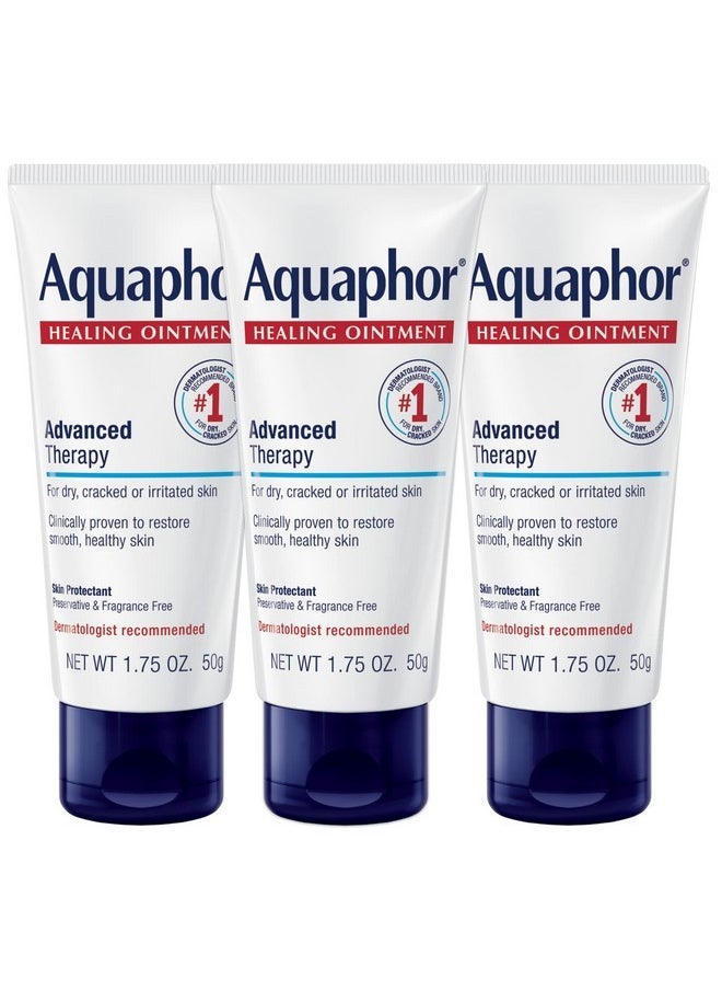 Aquaphor - Healing Ointment Advanced Therapy Skin Protectant, Body Moisturizer For Dry Skin, Minor Cuts And Burns, Dry Cuticles, Cracked Heels, Hands And Lips, 1.75 Oz Tube, Pack Of 3 - Image 1