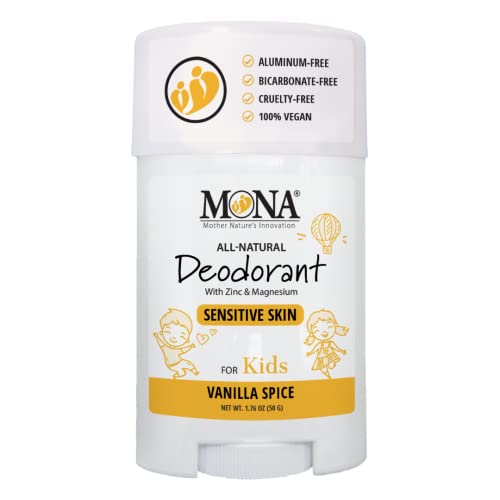 MONA BRANDS 100% Natural Deodorant for Kids | For Girls & Boys | Sensitive Skin | No Baking Soda | No Aluminum | Vegan, Non-GMO, Gluten and Cruelty free (VANILLA SPICE 1.76 Oz) - Image 1
