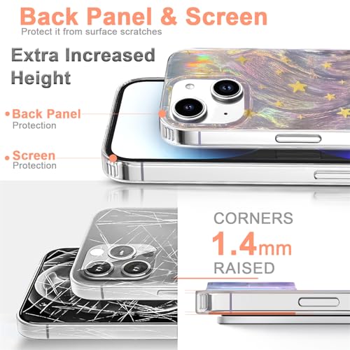 I-MGAE-IN-AR Phone Hard Case - Slim Holographic Shiny Fade Star for iPhone 13/14 6.1" PC Shockproof Protective Design - Image 4