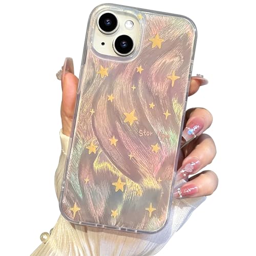 I-MGAE-IN-AR Phone Hard Case - Slim Holographic Shiny Fade Star for iPhone 13/14 6.1" PC Shockproof Protective Design - Image 1