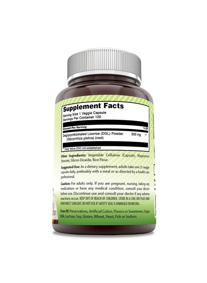 Amazing India DGL 500 mg 120 Veggie Capsules Supplement | Non-GMO | Gluten Free - Image 2