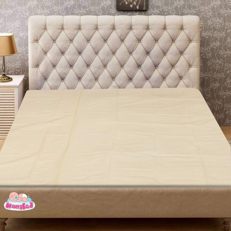 Nonibud PVC Baby Waterproof Plastic Sheet Double Bed King SizeBaby Adult Waterproof Protection Sheet For Mattress 75 X 65 Feet Beige