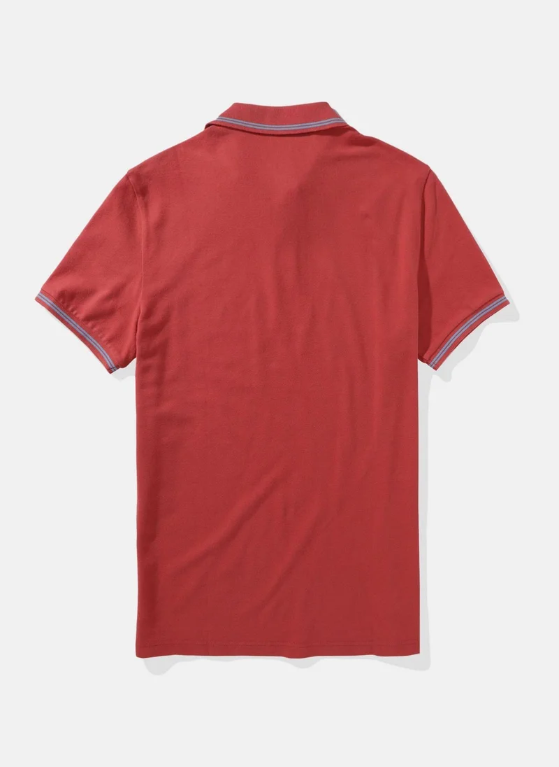 American Eagle Tipped Flex Pique Short Sleeve Polo Shirt