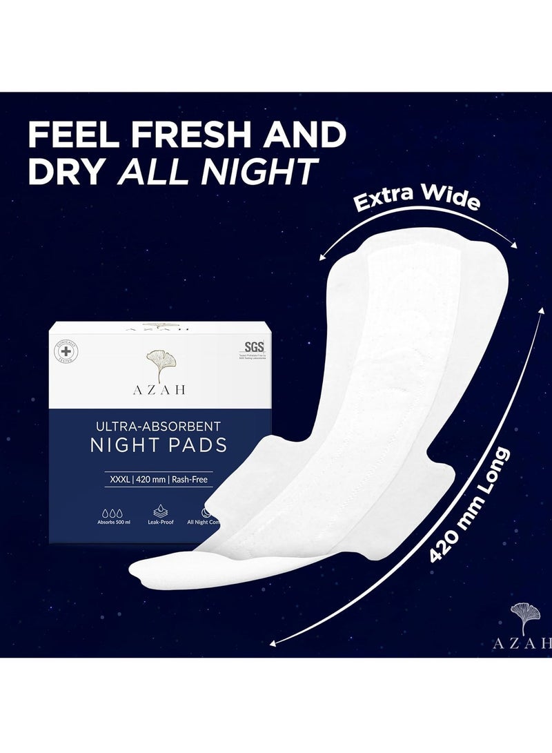 Azah XXXL Pads for Women (12 Pads) | Leak Proof Night Pads for Heavy Flow | Overnight Protection | Extra Long and Wide Back | Rash Free Sanitary Pads and Maternity Pads - Image 3