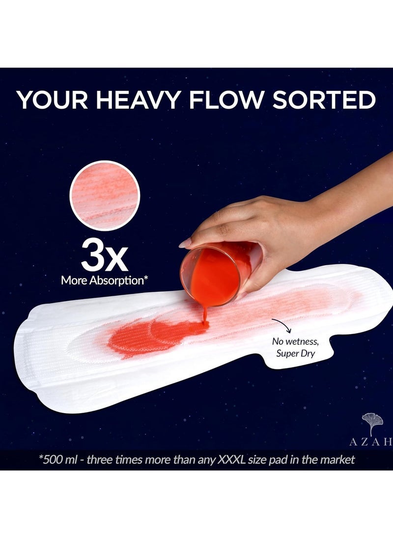 Azah XXXL Pads for Women (12 Pads) | Leak Proof Night Pads for Heavy Flow | Overnight Protection | Extra Long and Wide Back | Rash Free Sanitary Pads and Maternity Pads - Image 4