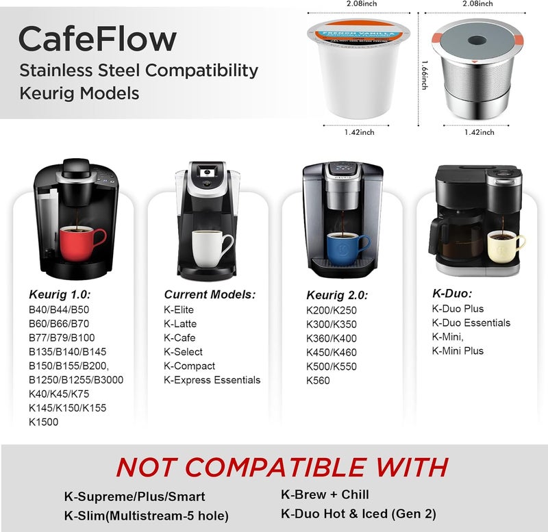 NOALTO مرشحات كبسولات القهوة القابلة لإعادة الاستخدام من نوع K Cup، مرشحات ستانلس ستيل عالمية قابلة لإعادة التعبئة لكبسولات K Cup، ��ستخدم لآلات القهوة Keurig 2.0 و1.0 (عبوة واحدة)... - Image 3