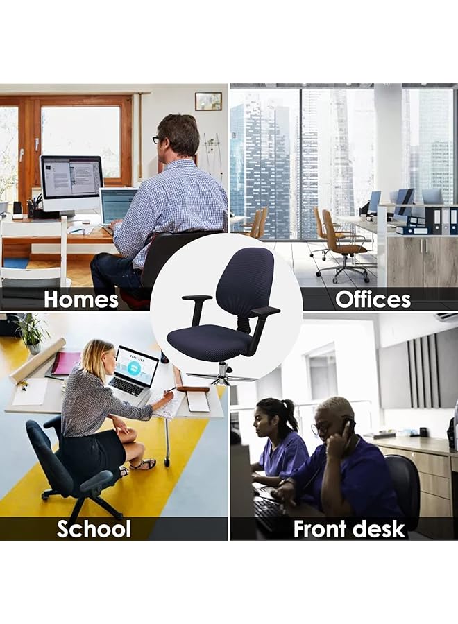 إيروريكس غطاء كرسي مكتب، زوج واحد من أغطية مقاعد كرسي الكمبيوتر المكتبية القابلة للإزالة والغسل ومضادة للغبار وواقيات وسائد مقعد كرسي المكتب لكراسي الكمبيوتر المكتبية، لا يشمل الكرسي، أزرق داكن - Image 3