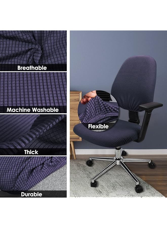 إيروريكس غطاء كرسي مكتب، زوج واحد من أغطية مقاعد كرسي الكمبيوتر المكتبية القابلة للإزالة والغسل ومضادة للغبار وواقيات وسائد مقعد كرسي المكتب لكراسي الكمبيوتر المكتبية، لا يشمل الكرسي، أزرق داكن - Image 2