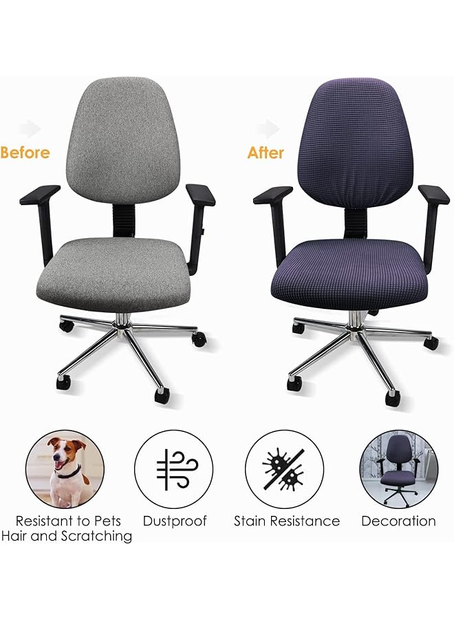 إيروريكس غطاء كرسي مكتب، زوج واحد من أغطية مقاعد كرسي الكمبيوتر المكتبية القابلة للإزالة والغسل ومضادة للغبار وواقيات وسائد مقعد كرسي المكتب لكراسي الكمبيوتر المكتبية، لا يشمل الكرسي، أزرق داكن - Image 4