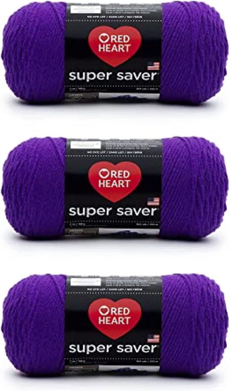 Red Heart Super Saver Amethyst Yarn  3 Pack of 198g7oz  Acrylic  4 Medium Worsted  364 Yards  KnittingCrochet