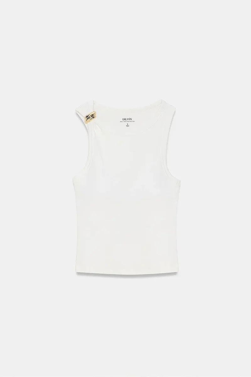 Dilvin Ivory Natural DILVIN Sleeveless Slim-fit Cami Blouse for Women | Best Price UAE