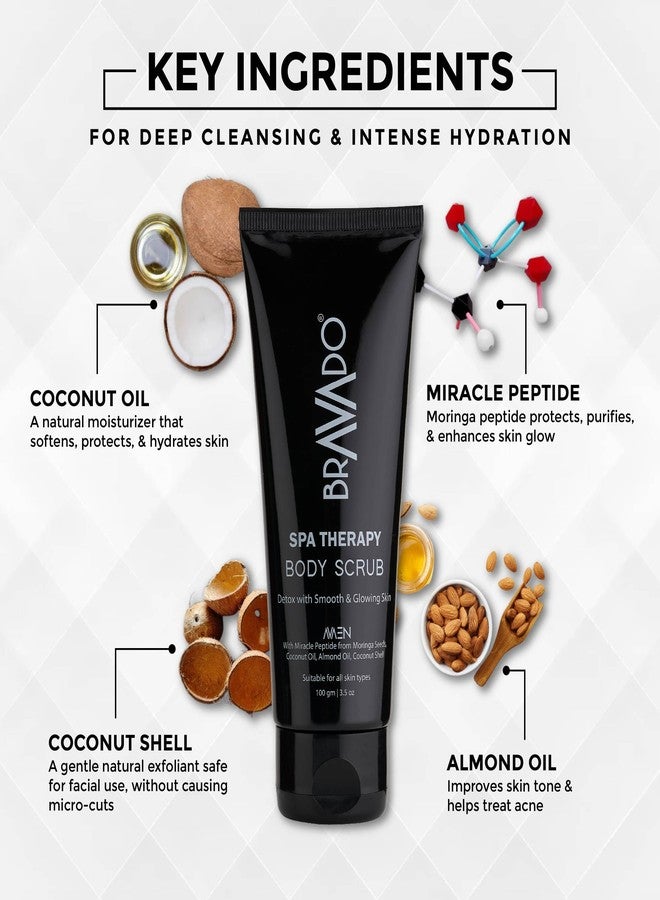 BRAVADO Spa Therapy Body Scrub 100g (Pack of 2) | Deep Exfoliation, Smooth Skin | Removes Tan & Roughness | Refreshing Spa-Like Experience - Image 4