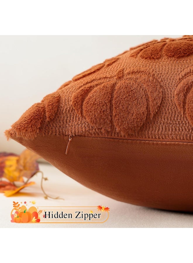 Beauenty Set of 2 Pumpkin Cushion Covers, Plush Short Wool Decorative Cushion Covers, Autumn Boho Cushion Covers, Sofa Cushion, Modern Cushion Cover, Autumn Decoration for Living Room, Garden (30 x 50 cm) - Image 2