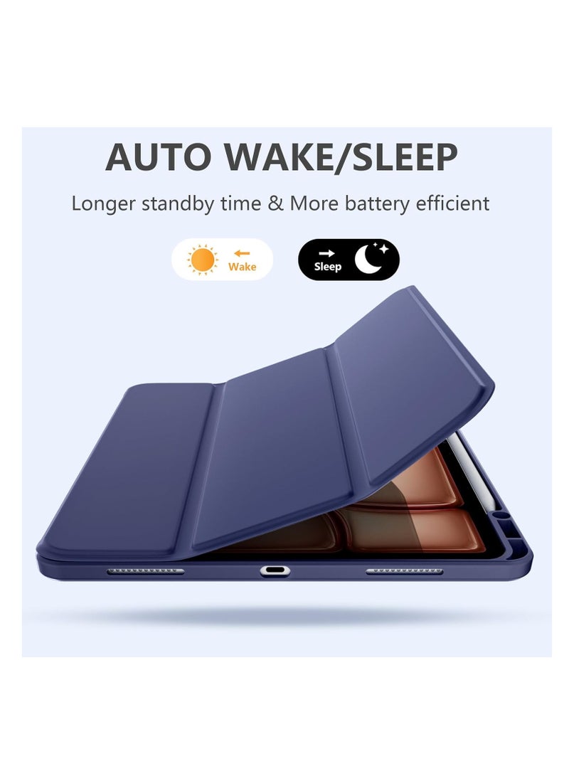 Slim Case for iPad Pro 13-inch (M4) 2024, [Built-in Pencil Holder] Shockproof Cover w/Clear Transparent Back Shell Dark blue - Image 2