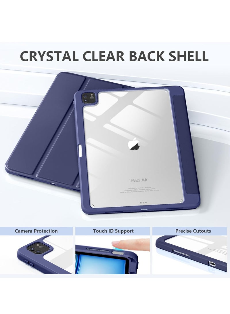 Slim Case for iPad Pro 13-inch (M4) 2024, [Built-in Pencil Holder] Shockproof Cover w/Clear Transparent Back Shell Dark blue - Image 3