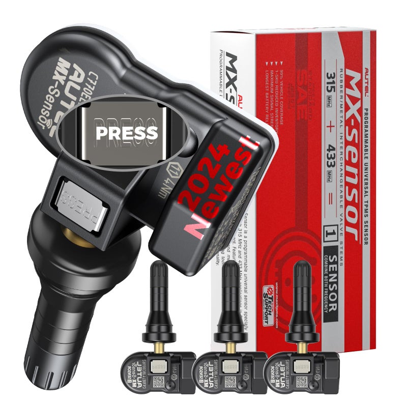 Autel TPMS Sensor MXSensor Tire Pressure Monitor Sensor 2 in 1 TPMS Sensors 315MHz 433MHz Replaced OEM Tire Sensors Screwin Rubber Valves Pack of 4 SENSORS