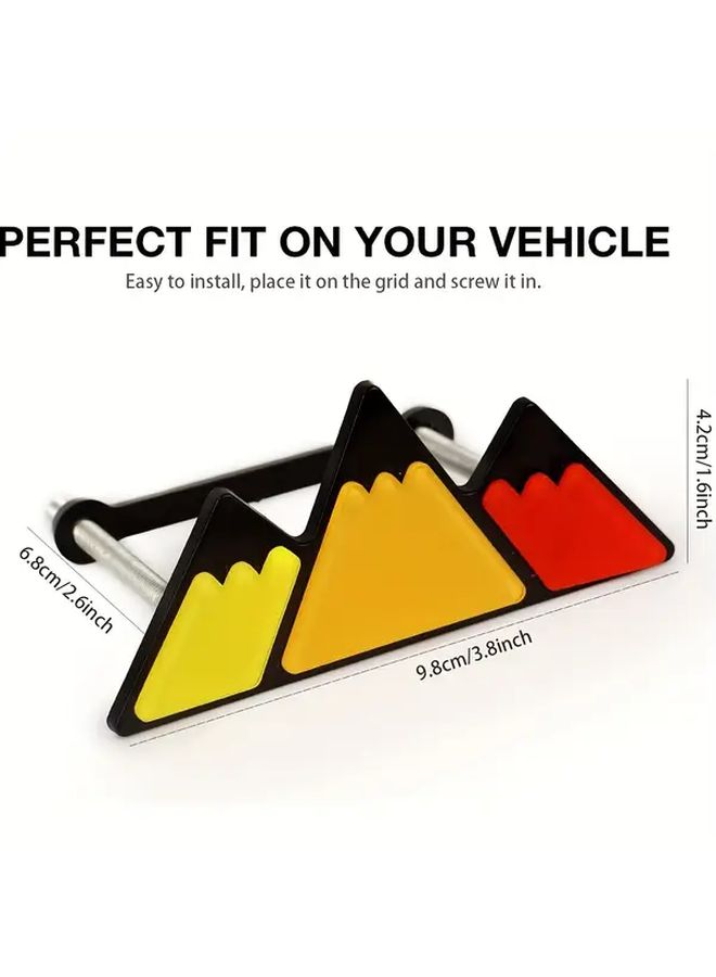 Tangerine Red Car Three Color Grille Logo Sticker Decoration Triangle Badge Universal Fit Bumper - Image 4