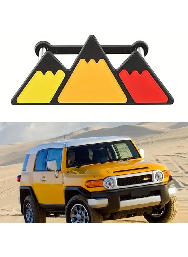 Tangerine Red Car Three Color Grille Logo Sticker Decoration Triangle Badge Universal Fit Bumper - Image 2