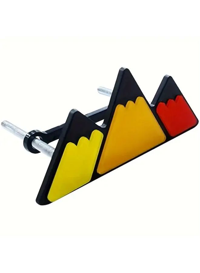 Tangerine Red Car Three Color Grille Logo Sticker Decoration Triangle Badge Universal Fit Bumper - Image 5