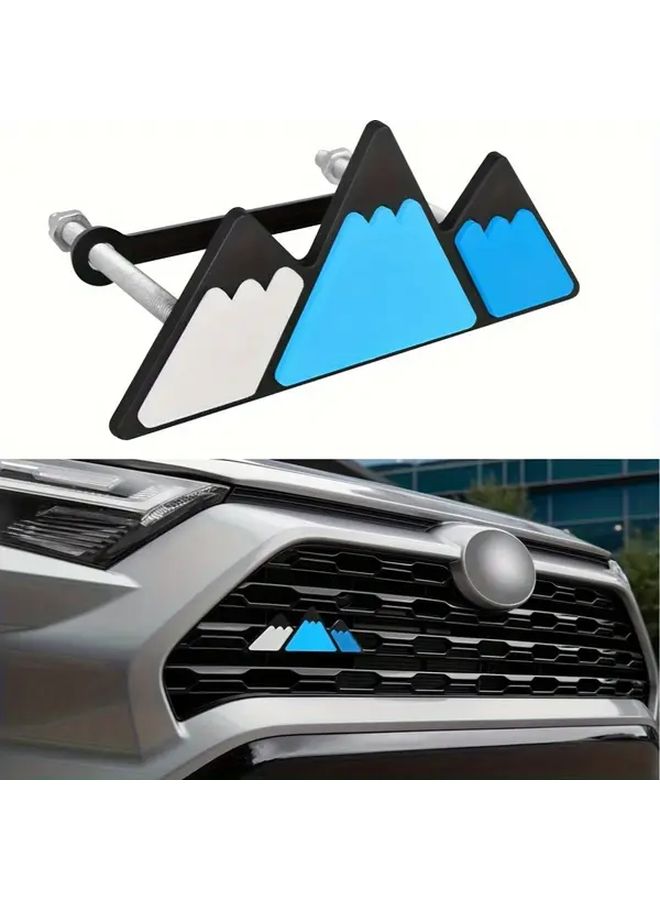 Tangerine Red Car Three Color Grille Logo Sticker Decoration Triangle Badge Universal Fit Bumper - Image 1