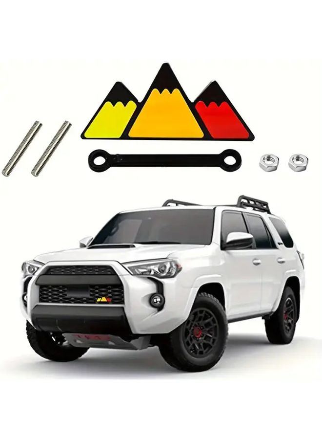 Tangerine Red Car Three Color Grille Logo Sticker Decoration Triangle Badge Universal Fit Bumper - Image 3