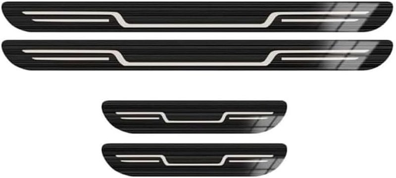 4Pcs Car Door Sill Protector for Peugeot 208 EV 2021-2022, Anti-Scratch Door Entry Guard Protective Film, Auto Scuff Plate Cover Accessories,Black Titanium Brushed - Image 1