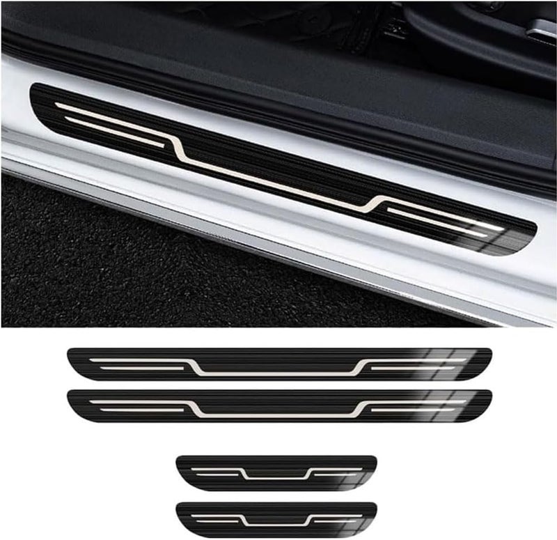4Pcs Car Door Sill Protector for Peugeot 208 EV 2021-2022, Anti-Scratch Door Entry Guard Protective Film, Auto Scuff Plate Cover Accessories,Black Titanium Brushed - Image 3