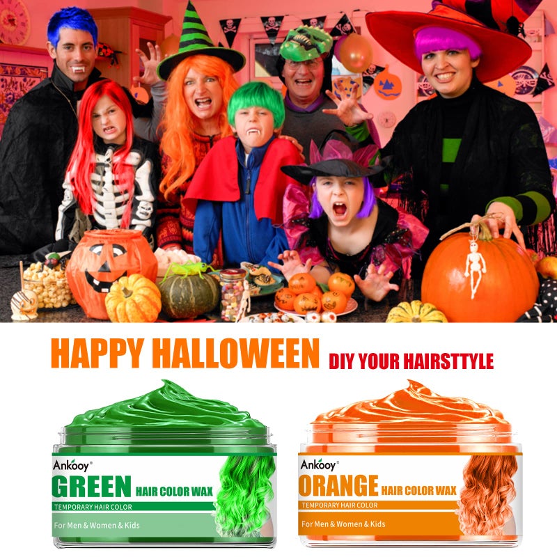 Ankooy 6 Colors Temporary Hair Color for Kids,Hair Wax Color for Halloween,Gifts for Teens,Girls,Boys,Gifts for Kids,Hair Color Spray Green Orange Pink Purple Red Blue Hair Dye Wax - Image 2