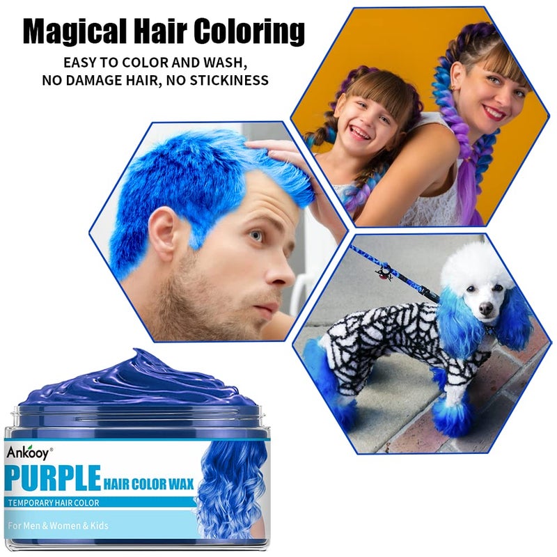 Ankooy 6 Colors Temporary Hair Color for Kids,Hair Wax Color for Halloween,Gifts for Teens,Girls,Boys,Gifts for Kids,Hair Color Spray Green Orange Pink Purple Red Blue Hair Dye Wax - Image 4