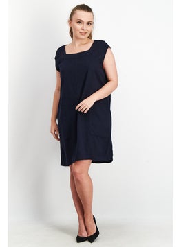 Splendid Women Plain Sleeveless Mini Dress, Navy Blue  - Image 4