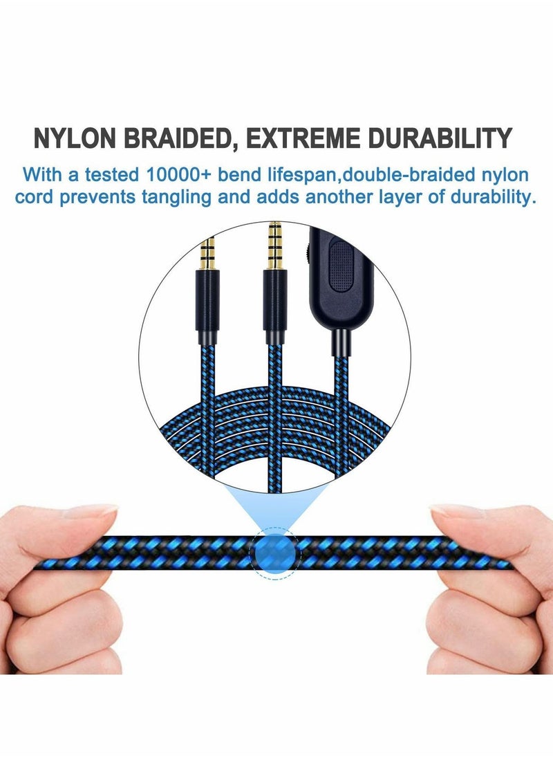 Replacement Cord for Astro A10 A30 A40 A50 Headset, Cable with Volume Control and Inline Mute Function, 2.0M 6.5Ft, Durable Braided Cable Compatible with One Play Station 4 PS4 Via 3.5mm Jack