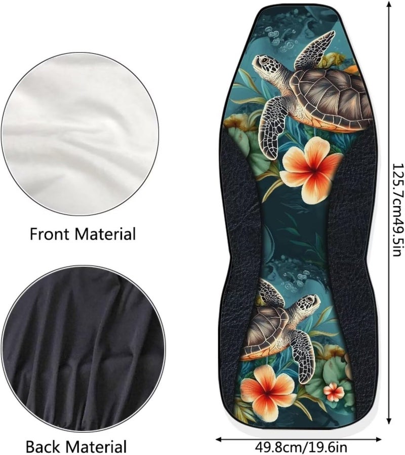 TOADDMOS Hawaii Turtle Car Front Seat Cover Set Floral Automotive Car Interior Covers Full Wrapping Edge Seat Cover for Full Back and Seat Universal Fits Most Vehicles,Trucks,SUVs,Vans,Set of 2 - Image 4