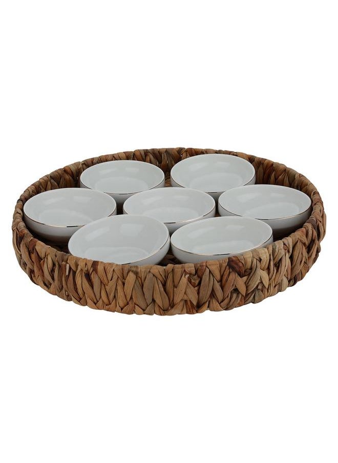 Porcelain + Wicker Breakfast Tray Set 45X45X12 Cm Acrylic Cover 9 Pieces Brown/White - pzsku/Z571343BE15B7F63A03B0Z/45/_/1737886698/522ab3dd-0d93-47e4-81f3-e85c2f4fd894