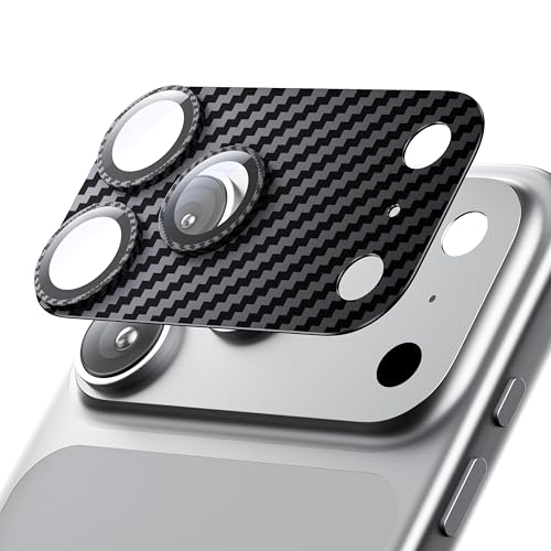 Hoerrye for iPhone 17 Pro Max Camera Lens Protector - [12FT Shatterproof Military Grade] [Strong Adsorption] Metal 9H+ Tempered Glass Camera Screen Full Cover Case Friendly,Carbon Fiber - Image 1