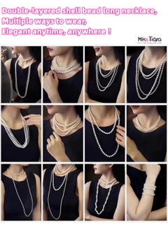 MissTiara Double-layered shell bead long necklace multiple ways to wear high texture elegant for women Great Idea Gifts for Your Loved Ones  - Image 5