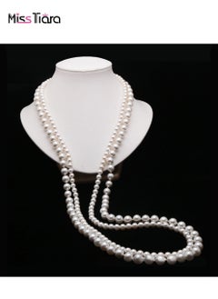 MissTiara Double-layered shell bead long necklace multiple ways to wear high texture elegant for women Great Idea Gifts for Your Loved Ones  - Image 1
