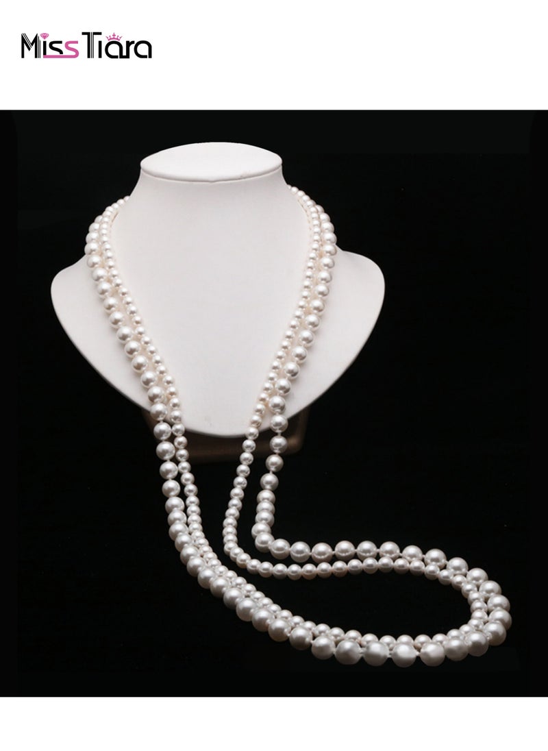 MissTiara Double-layered shell bead long necklace multiple ways to wear high texture elegant for women Great Idea Gifts for Your Loved Ones  - Image 1