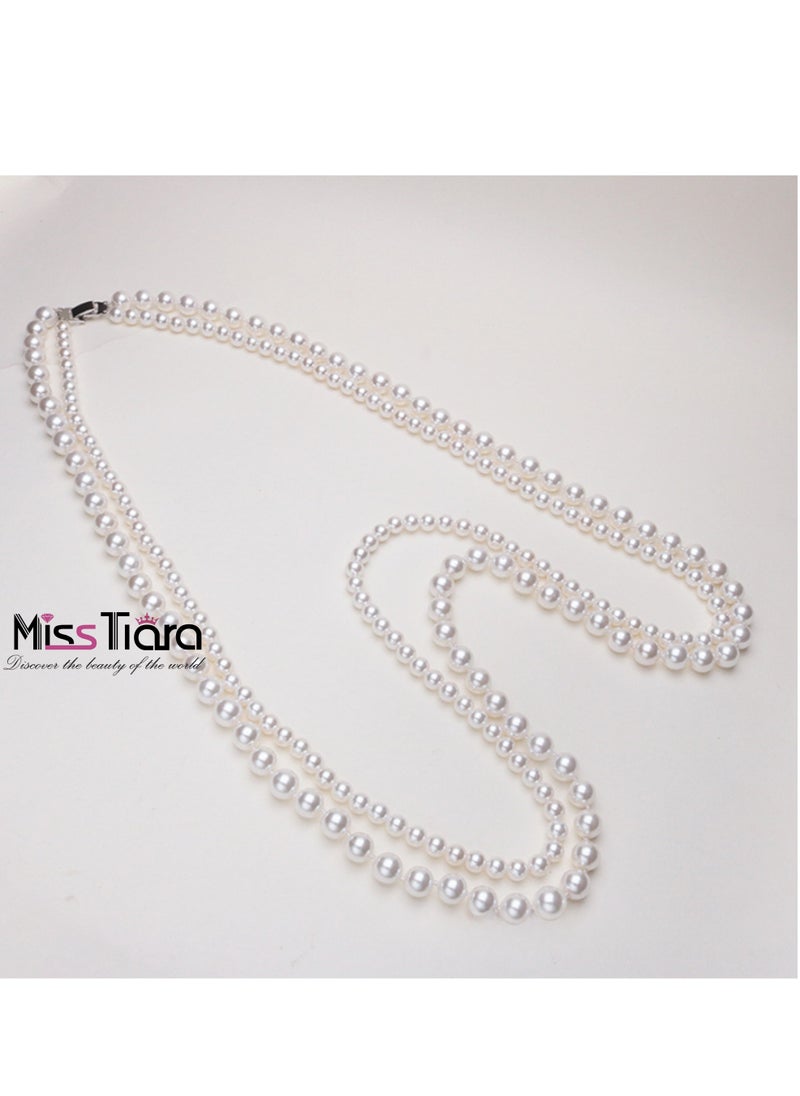 Double-layered shell bead long necklace multiple ways to wear high texture elegant for women Great Idea Gifts for Your Loved Ones